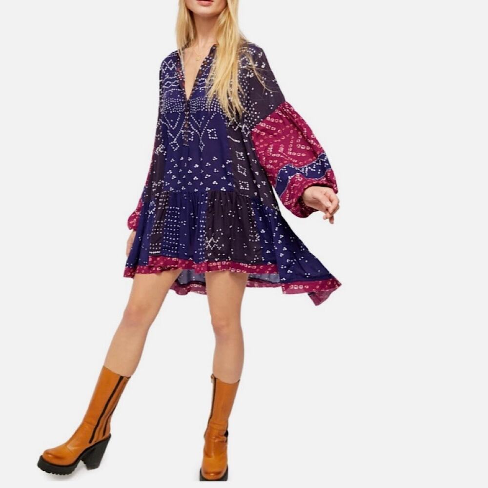 Free People Shibori Tunic Mini Dress size Medium